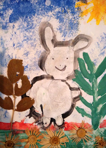 Конкурс на лучший детский рисунок на экологическую тематику - 2015. Носиков Александр, «Хорошо живется зайке там, где дом-цветущий сад»